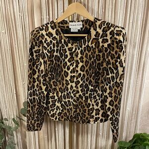 Elizabeth Scott Leopard Print Silk Jacket Vintage